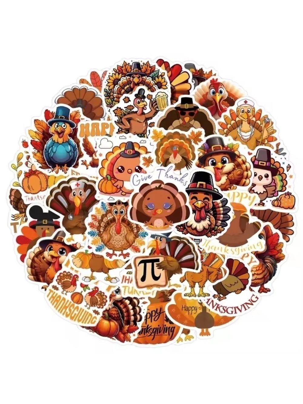 2/$10  30 Piece Thanksgiving Turkey Sticker Set